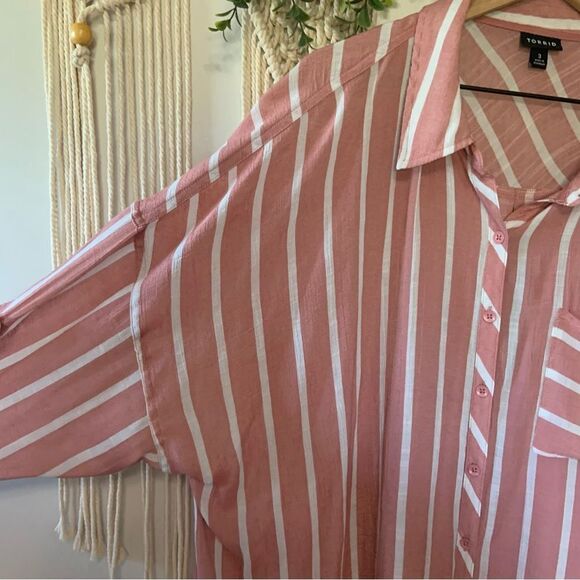 TORRID Lindsay Drop Shoulder Button Down Top Dusty Pink Size 3 3X 22 24 - Picture 6 of 12